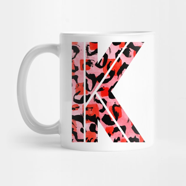 Abstract Letter K Watercolour Leopard Print Alphabet Red by Squeeb Creative